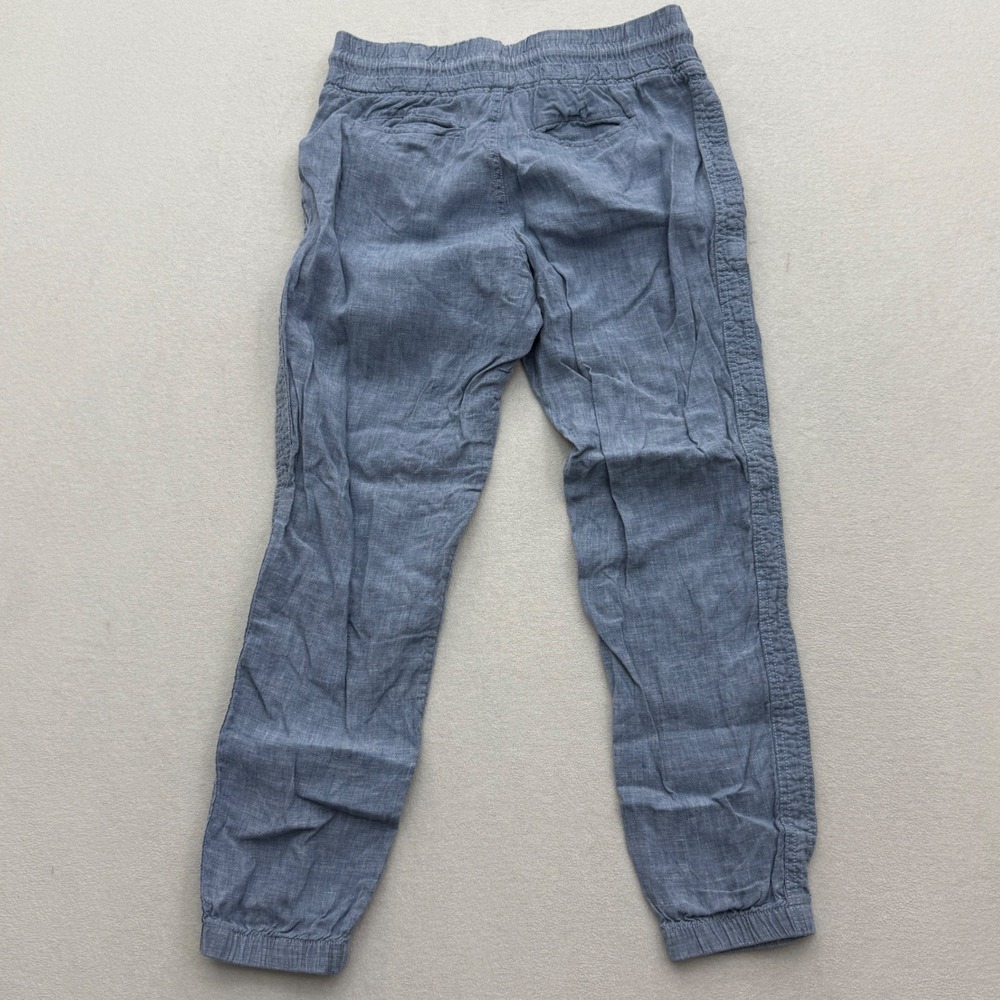 Athleta‎ Cabo 100% Linen Jogger Pants Women Size 2 Blue Drawstring Zip Pockets - Picture 5 of 8